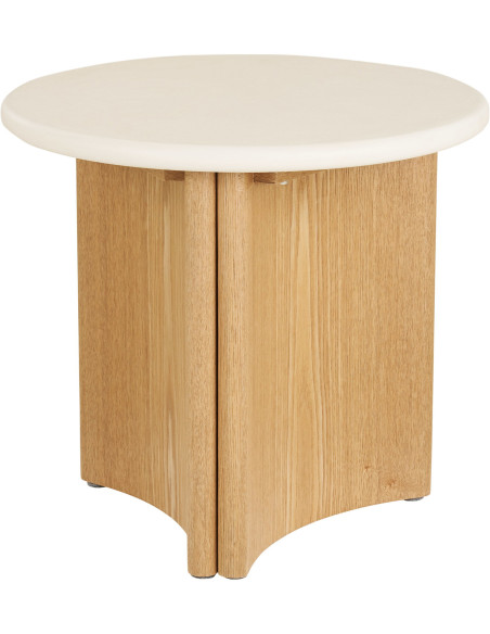 Table d’appoint ronde ciment blanc frêne Ø50x45 cm Motril House Nordic - 1