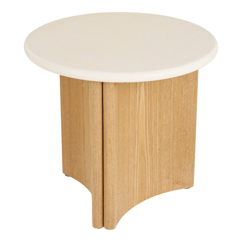 Table d’appoint ronde ciment blanc frêne Ø50x45 cm Motril House Nordic - 3