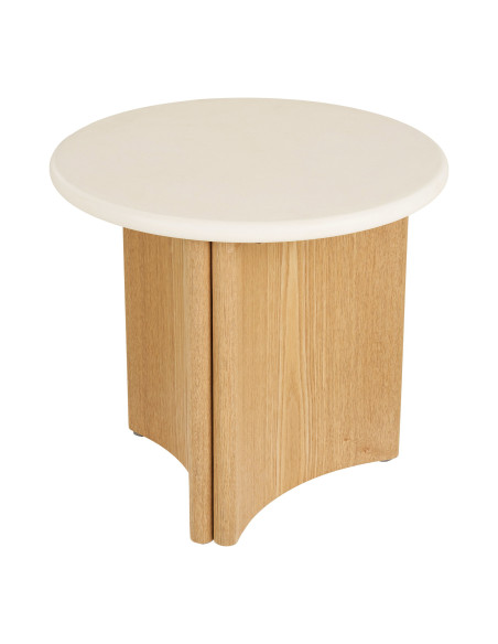 Table d’appoint ronde ciment blanc frêne Ø50x45 cm Motril House Nordic - 3