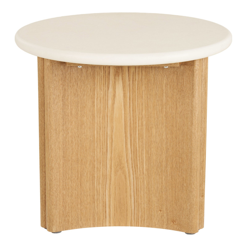 Table d’appoint ronde ciment blanc frêne Ø50x45 cm Motril House Nordic - 4