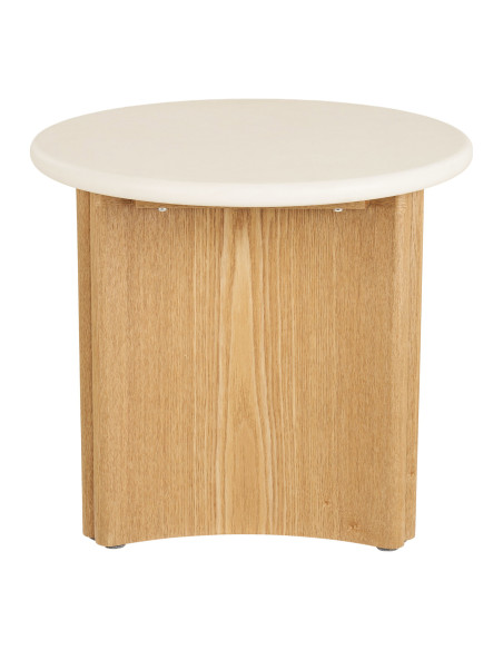 Table d’appoint ronde ciment blanc frêne Ø50x45 cm Motril House Nordic - 4