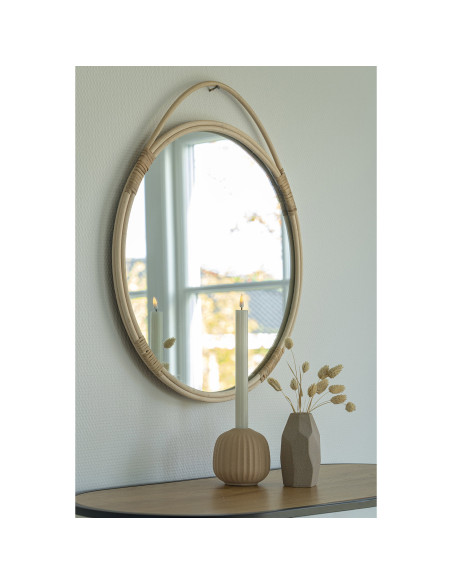 Miroir mural rond rotin naturel 50 cm Malo House Nordic - 2