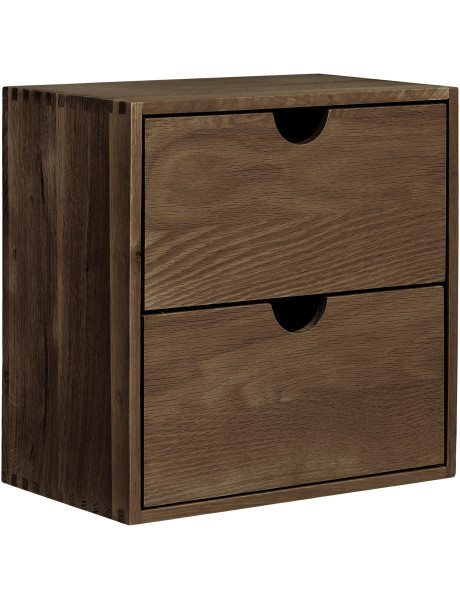 Étagère murale 2 tiroirs chêne foncé 30x18x30 cm Townsville House Nordic - 1