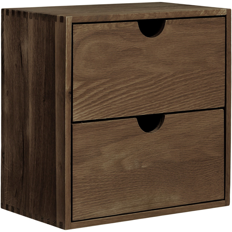 Étagère murale 2 tiroirs chêne foncé 30x18x30 cm Townsville House Nordic - 1