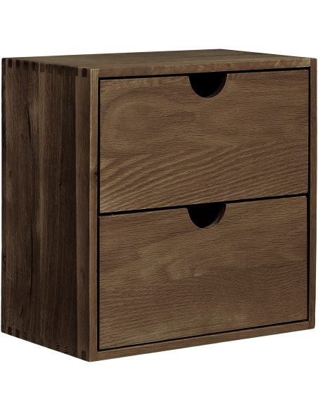 Étagère murale 2 tiroirs chêne foncé 30x18x30 cm Townsville House Nordic - 1