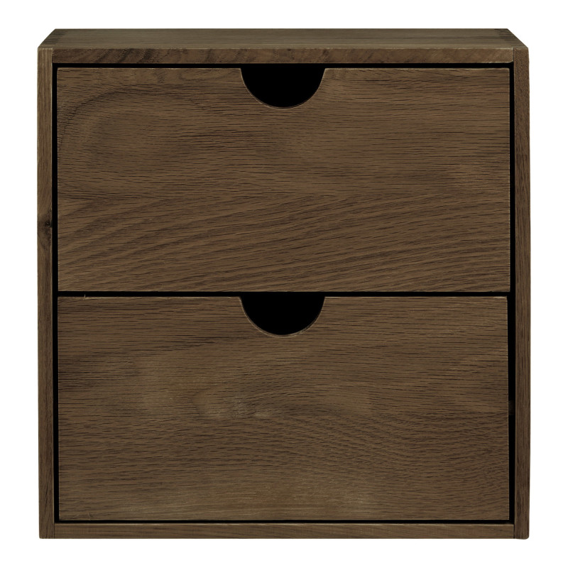 Étagère murale 2 tiroirs chêne foncé 30x18x30 cm Townsville House Nordic - 3