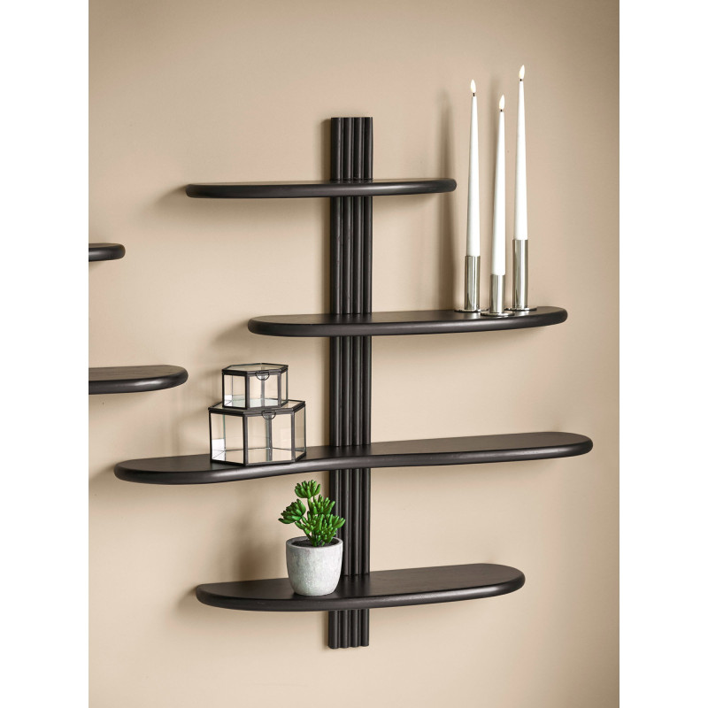 Étagère murale chêne noir 4 tablettes 80x17,5x88 cm Aliano House Nordic - 2