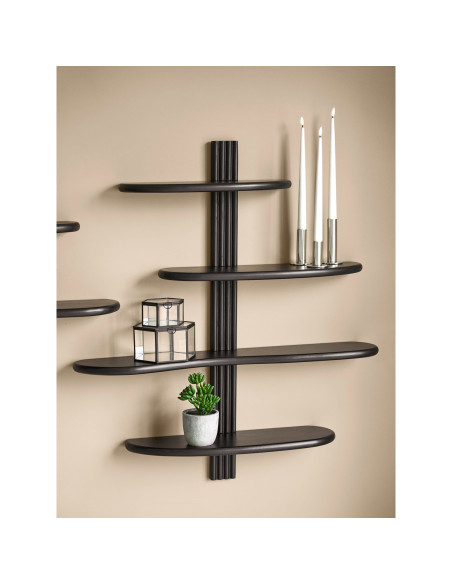 Étagère murale chêne noir 4 tablettes 80x17,5x88 cm Aliano House Nordic - 2