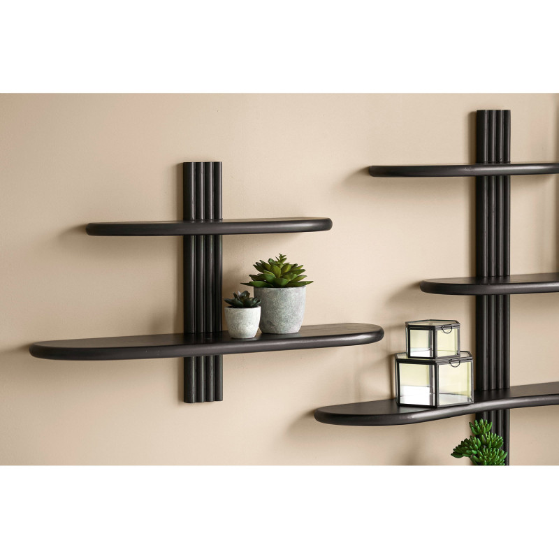 Étagère murale chêne noir 2 tablettes 65x17,5x42,5 cm Aliano House Nordic - 2
