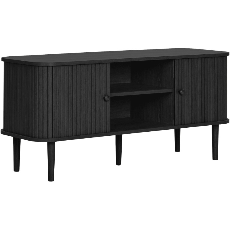 Meuble TV noir rainuré en pin et MDF 113x40x52 cm Nikko House Nordic - 1