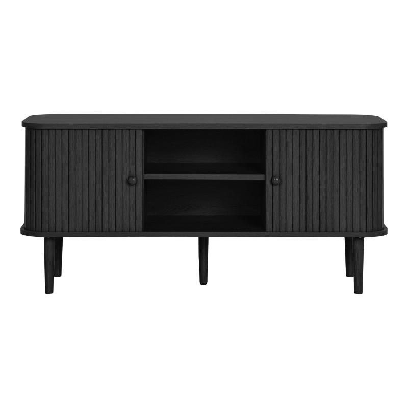 Meuble TV noir rainuré en pin et MDF 113x40x52 cm Nikko House Nordic - 3