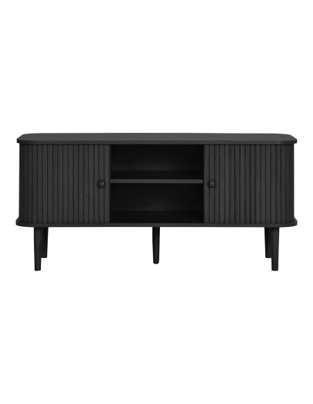 Meuble TV noir rainuré en pin et MDF 113x40x52 cm Nikko House Nordic - 3