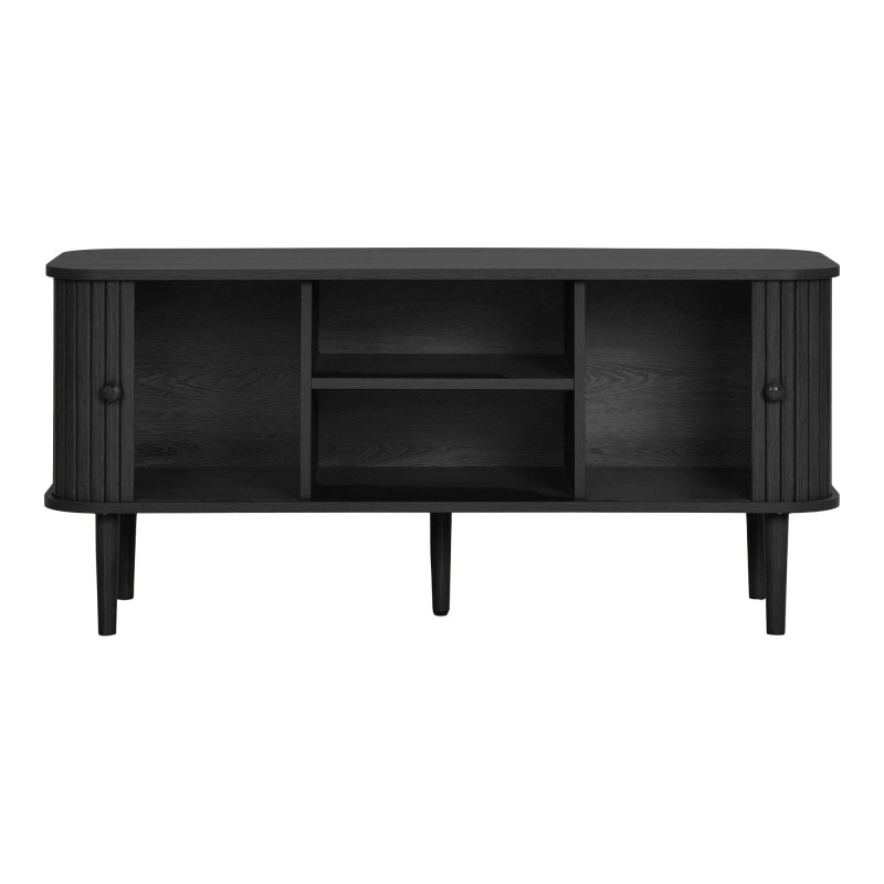 Meuble TV noir rainuré en pin et MDF 113x40x52 cm Nikko House Nordic - 4