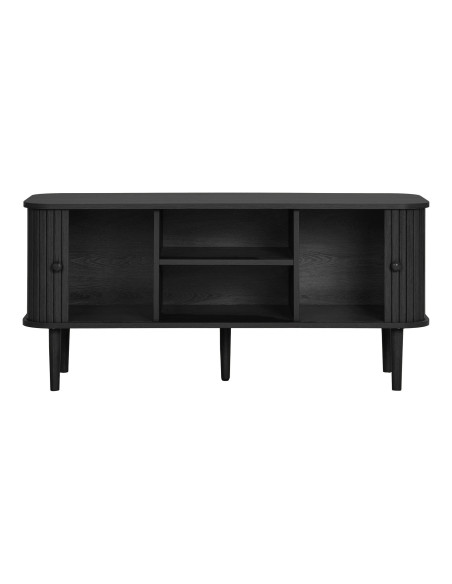 Meuble TV noir rainuré en pin et MDF 113x40x52 cm Nikko House Nordic - 4