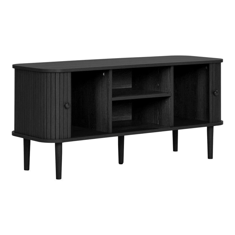 Meuble TV noir rainuré en pin et MDF 113x40x52 cm Nikko House Nordic - 5