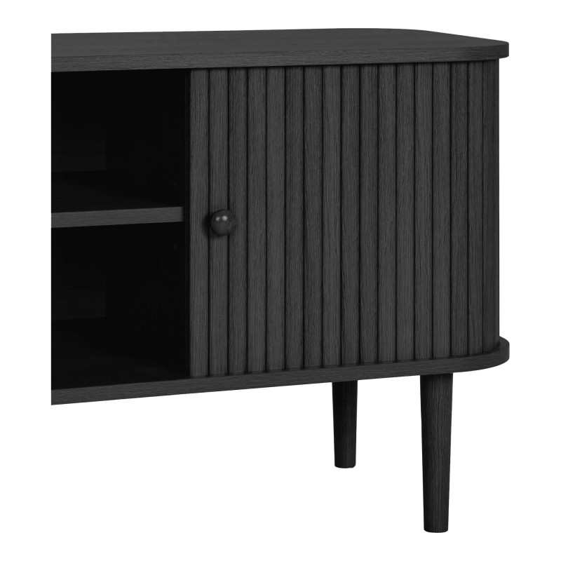 Meuble TV noir rainuré en pin et MDF 113x40x52 cm Nikko House Nordic - 6