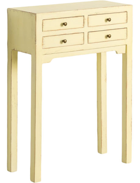 Console d’entrée étroite jaune 4 tiroirs 63x26x85 cm Gemua Ixia - 1