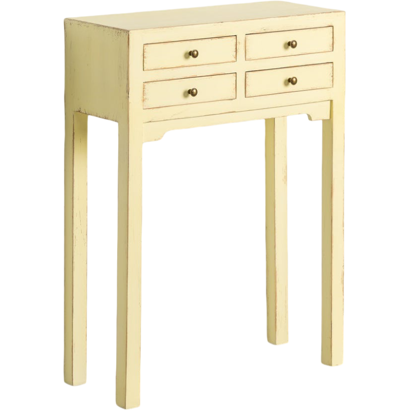 Console d’entrée étroite jaune 4 tiroirs 63x26x85 cm Gemua Ixia - 1