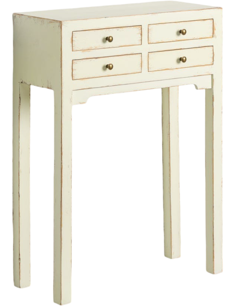 Console étroite jaune pastel en MDF 4 tiroirs 63x26x85 cm Gemua Ixia - 1