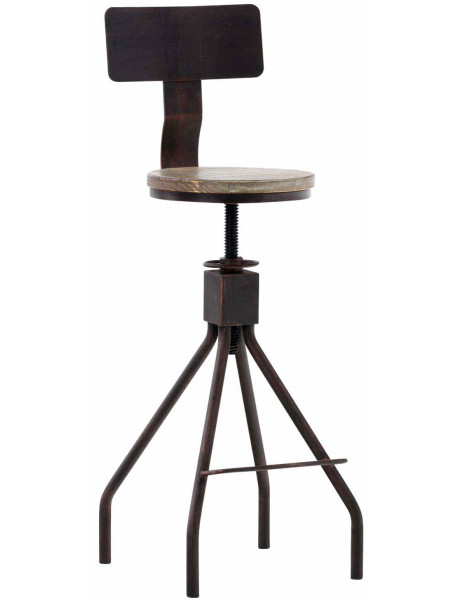 Tabouret de bar industriel réglable bois métal bronze 45x45x93-108 cm Nomeo  - 1