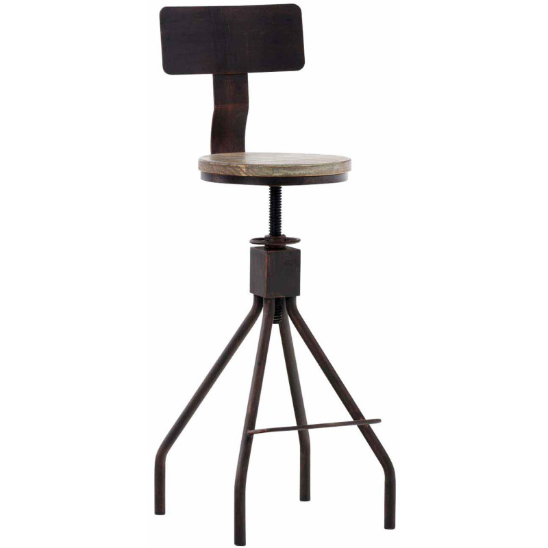 Tabouret de bar industriel réglable bois métal bronze 45x45x93-108 cm Nomeo  - 1