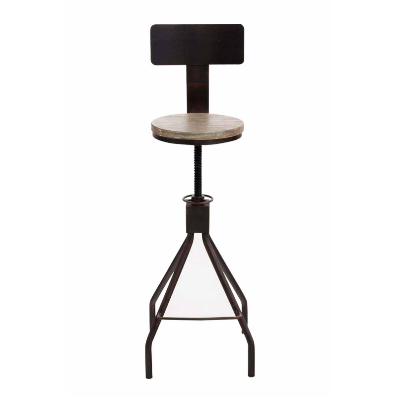 Tabouret de bar industriel réglable bois métal bronze 45x45x93-108 cm Nomeo  - 2