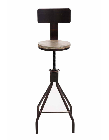 Tabouret de bar industriel réglable bois métal bronze 45x45x93-108 cm Nomeo  - 2
