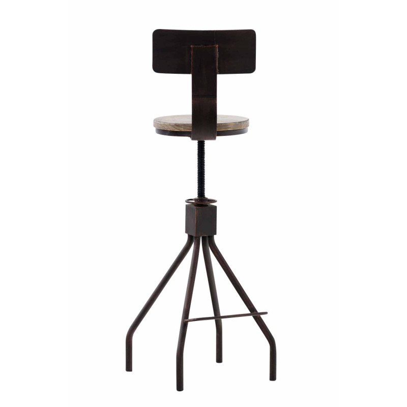 Tabouret de bar industriel réglable bois métal bronze 45x45x93-108 cm Nomeo  - 3