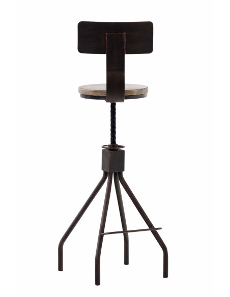 Tabouret de bar industriel réglable bois métal bronze 45x45x93-108 cm Nomeo  - 3