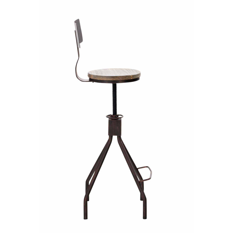 Tabouret de bar industriel réglable bois métal bronze 45x45x93-108 cm Nomeo  - 4