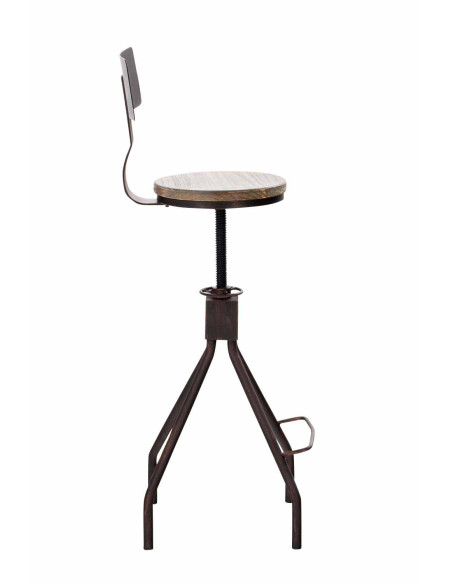 Tabouret de bar industriel réglable bois métal bronze 45x45x93-108 cm Nomeo  - 4
