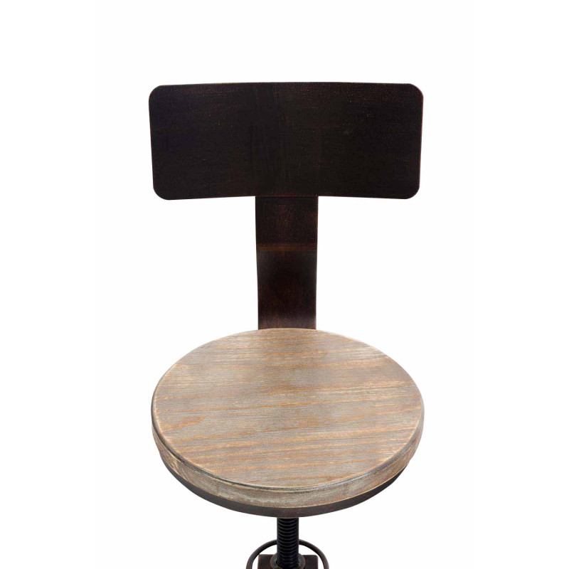 Tabouret de bar industriel réglable bois métal bronze 45x45x93-108 cm Nomeo  - 6