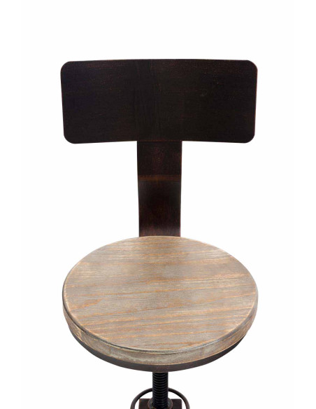 Tabouret de bar industriel réglable bois métal bronze 45x45x93-108 cm Nomeo  - 6