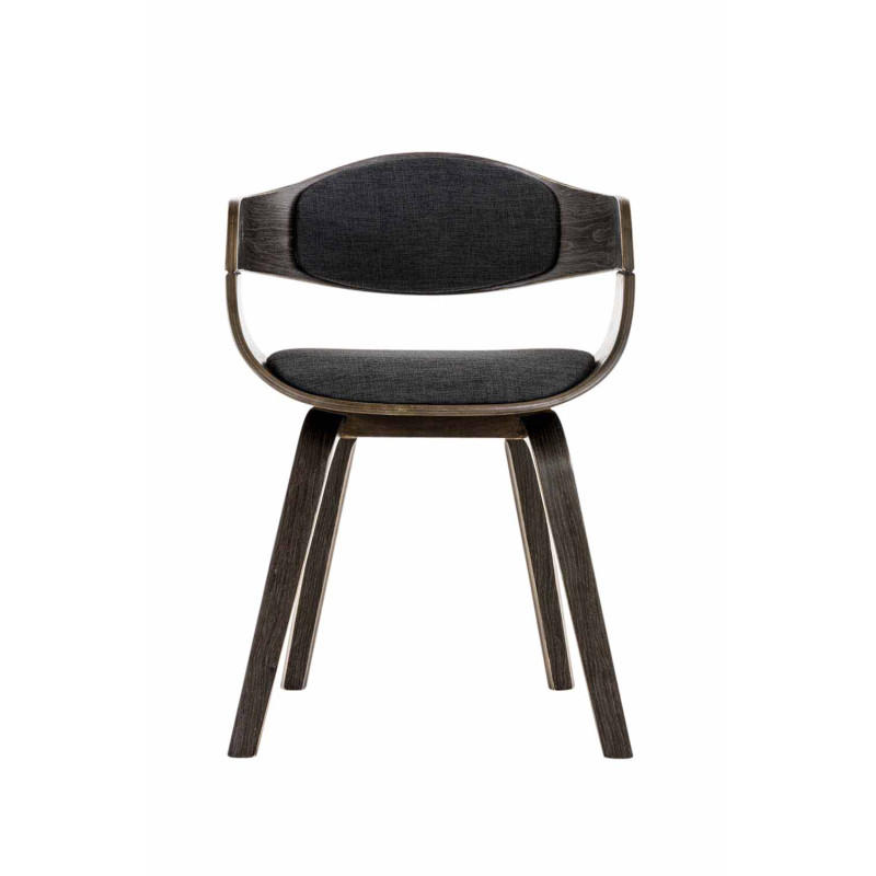 Chaise salle à manger accoudoirs bois et tissu gris foncé 49x46x73 cm Mizui  - 1