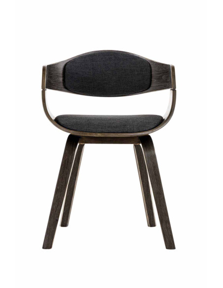 Chaise salle à manger accoudoirs bois et tissu gris foncé 49x46x73 cm Mizui  - 1