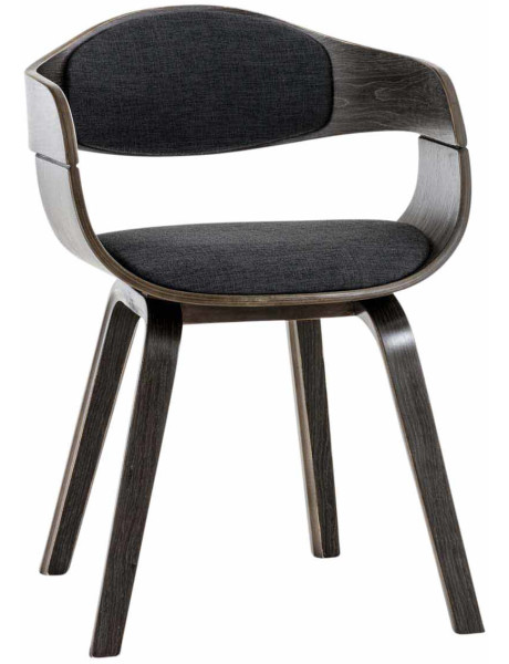 Chaise salle à manger accoudoirs bois et tissu gris foncé 49x46x73 cm Mizui  - 2