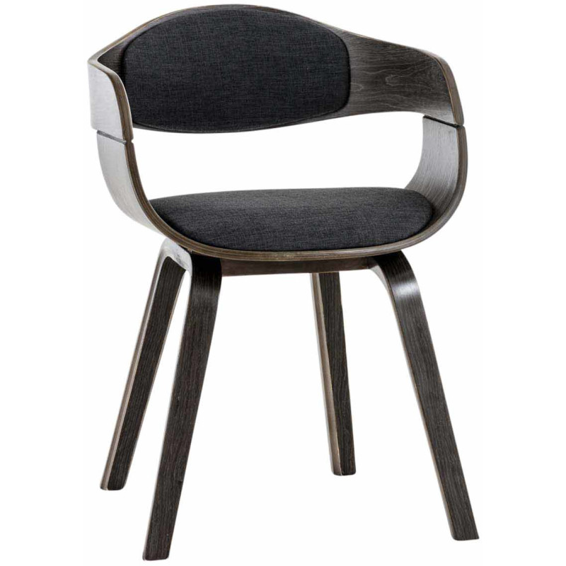 Chaise salle à manger accoudoirs bois et tissu gris foncé 49x46x73 cm Mizui  - 2