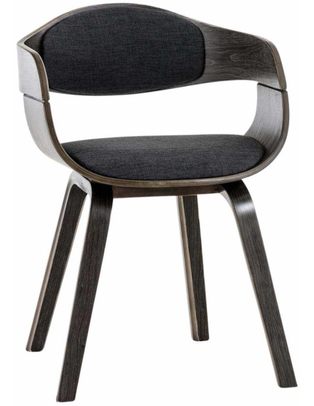 Chaise salle à manger accoudoirs bois et tissu gris foncé 49x46x73 cm Mizui  - 2