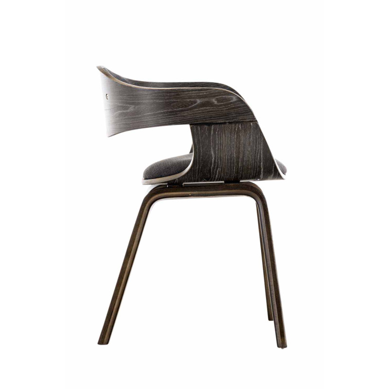 Chaise salle à manger accoudoirs bois et tissu gris foncé 49x46x73 cm Mizui  - 3