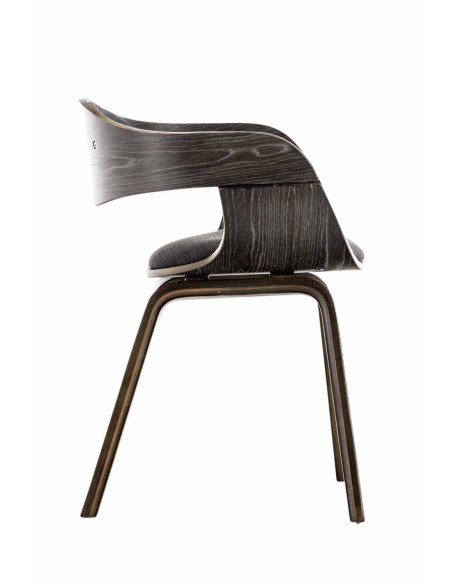 Chaise salle à manger accoudoirs bois et tissu gris foncé 49x46x73 cm Mizui  - 3