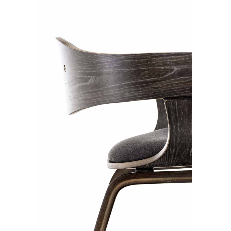 Chaise salle à manger accoudoirs bois et tissu gris foncé 49x46x73 cm Mizui  - 4
