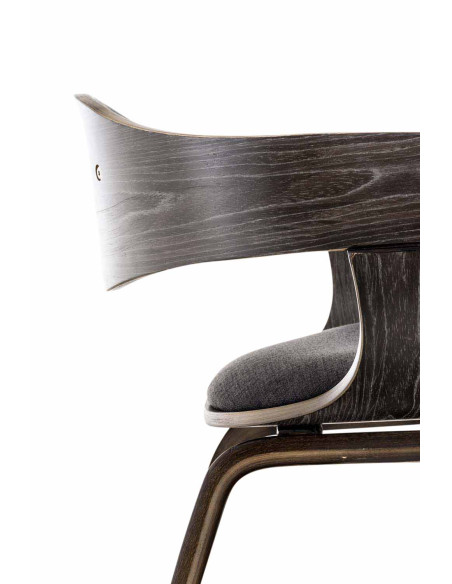 Chaise salle à manger accoudoirs bois et tissu gris foncé 49x46x73 cm Mizui  - 4