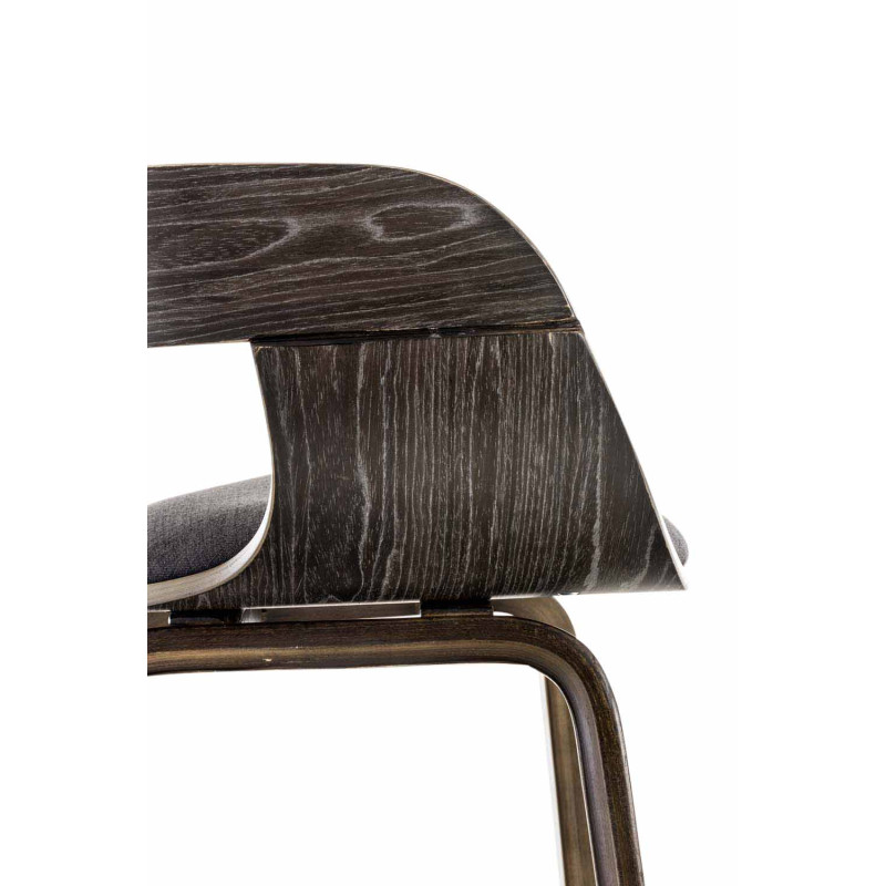 Chaise salle à manger accoudoirs bois et tissu gris foncé 49x46x73 cm Mizui  - 5