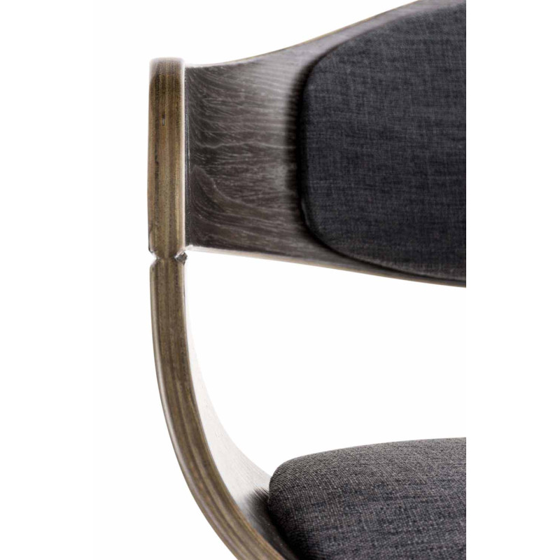 Chaise salle à manger accoudoirs bois et tissu gris foncé 49x46x73 cm Mizui  - 6