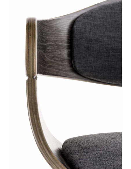 Chaise salle à manger accoudoirs bois et tissu gris foncé 49x46x73 cm Mizui  - 6