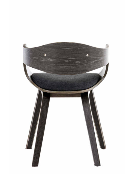 Chaise salle à manger accoudoirs bois et tissu gris foncé 49x46x73 cm Mizui  - 7