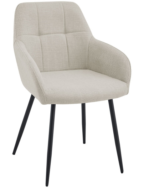 Chaise de salle à manger beige crème en tissu 57x60x85 cm Pemoa  - 1