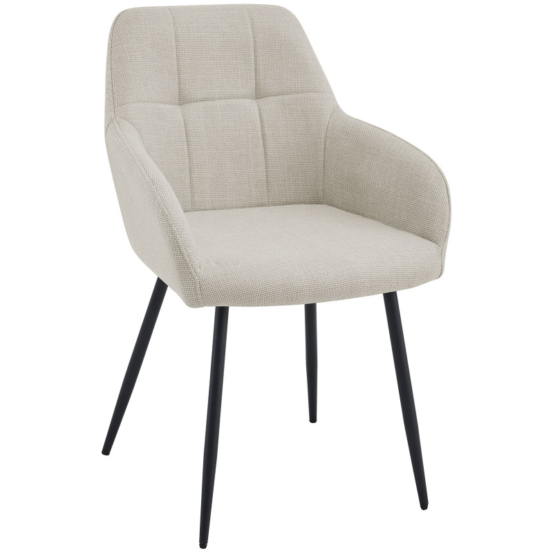 Chaise de salle à manger beige crème en tissu 57x60x85 cm Pemoa  - 1