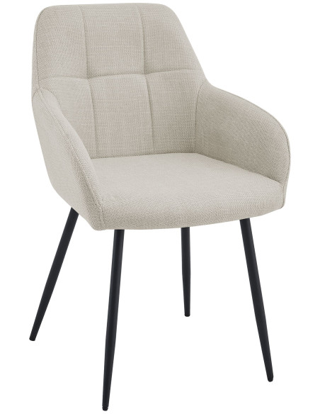 Chaise de salle à manger beige crème en tissu 57x60x85 cm Pemoa  - 1