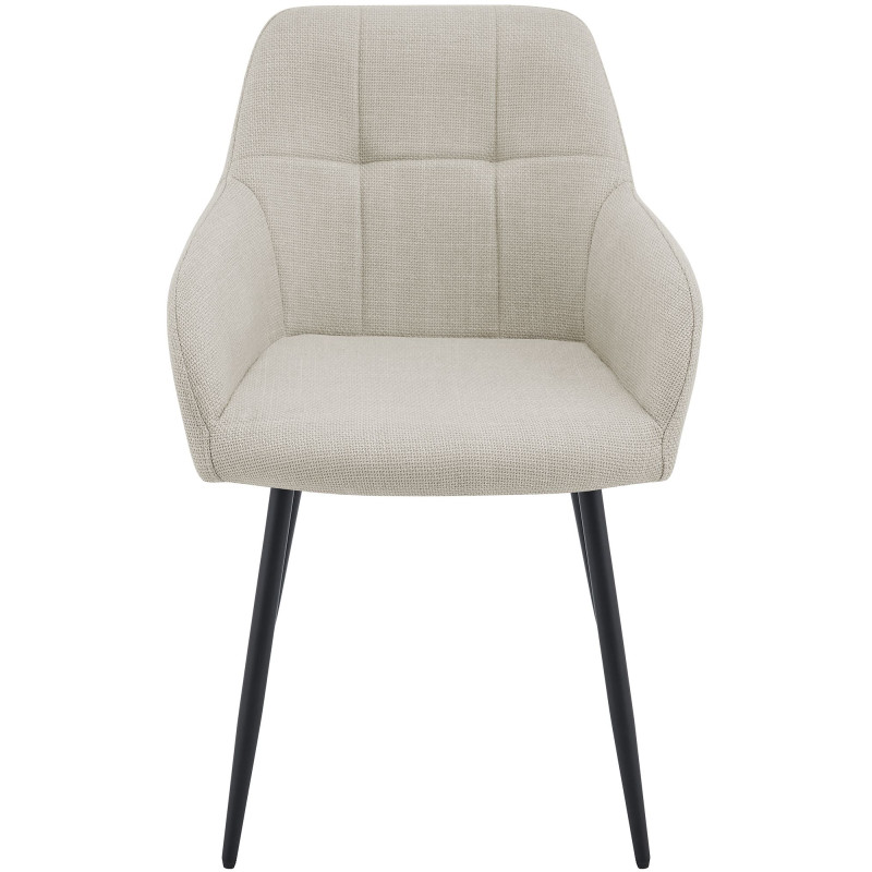 Chaise de salle à manger beige crème en tissu 57x60x85 cm Pemoa  - 2